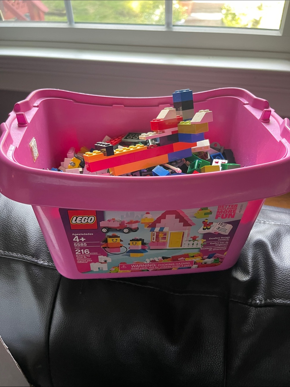 Lego Pink Storage Tub with Multicolor Bricks